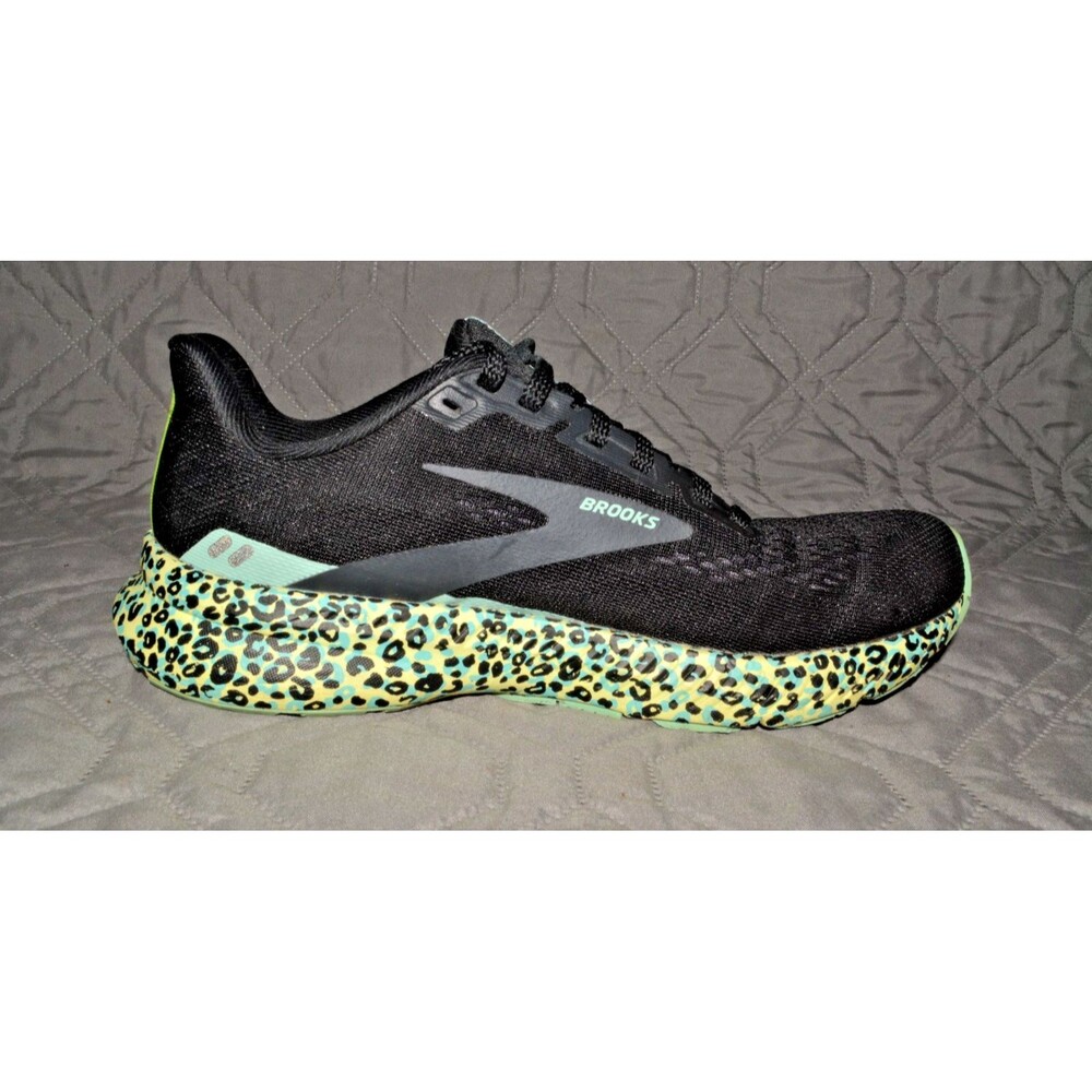 Brooks Launch 8 Womens Size 7 Running Shoes Black Mint Leopard Print Sneakers - Picture 5 of 8